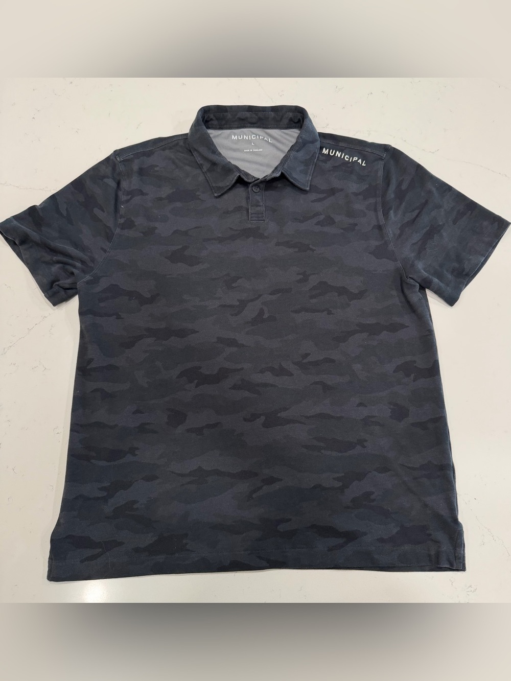 MUNICIPAL Men's Sportcross Dark Navy Camo Polo - Large